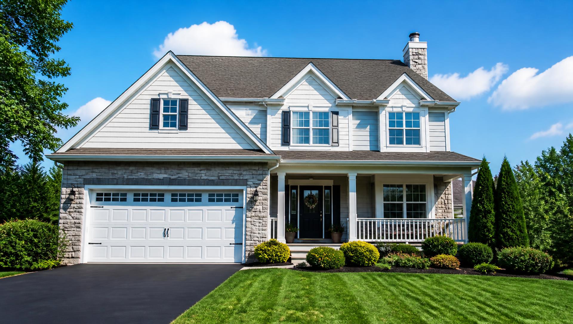 Freshly cleaned suburban home with a spotless roof, windows and driveway